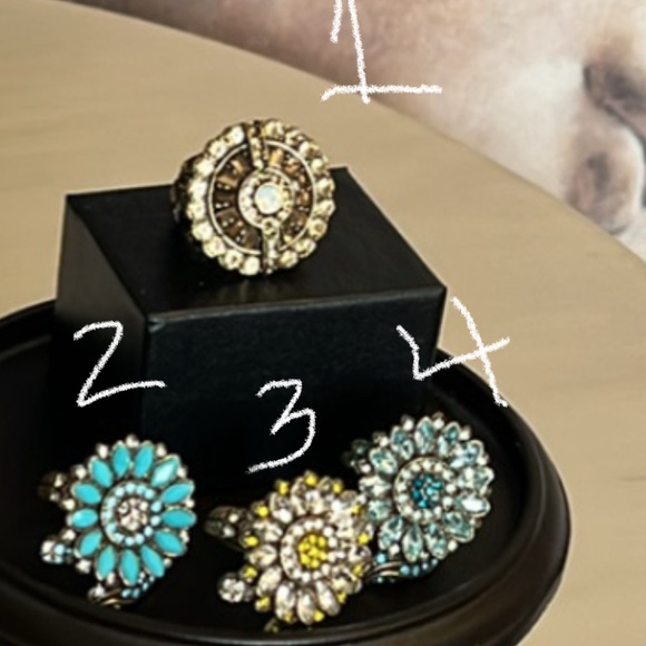 Heidi Daus Jewelry - 3: Elegant Floral Ring Set with Yellow Accents